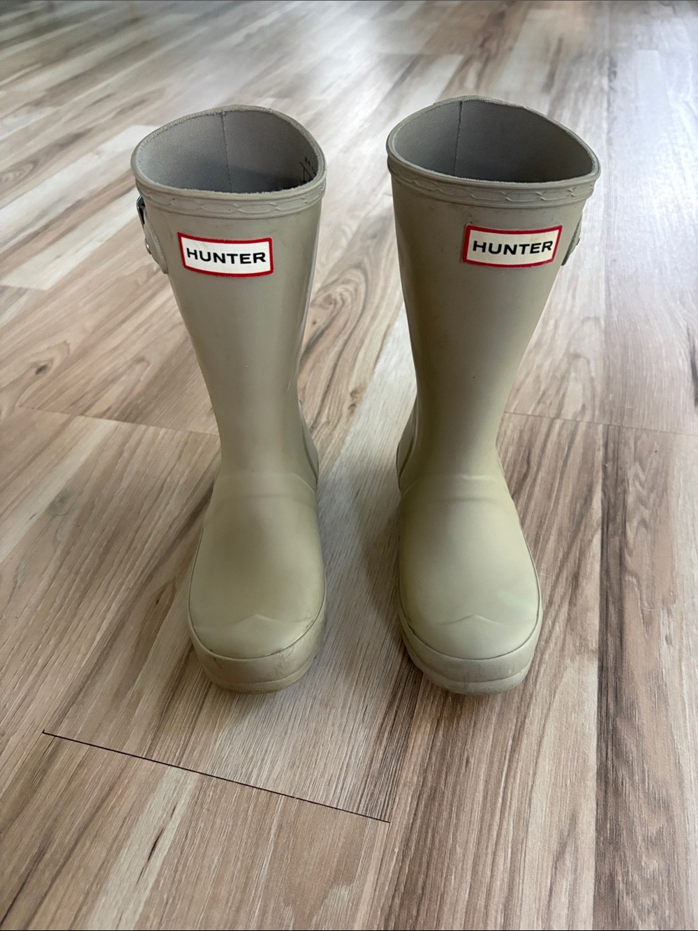 Hunter Kids Tan Waterproof Rain Boots with Logo